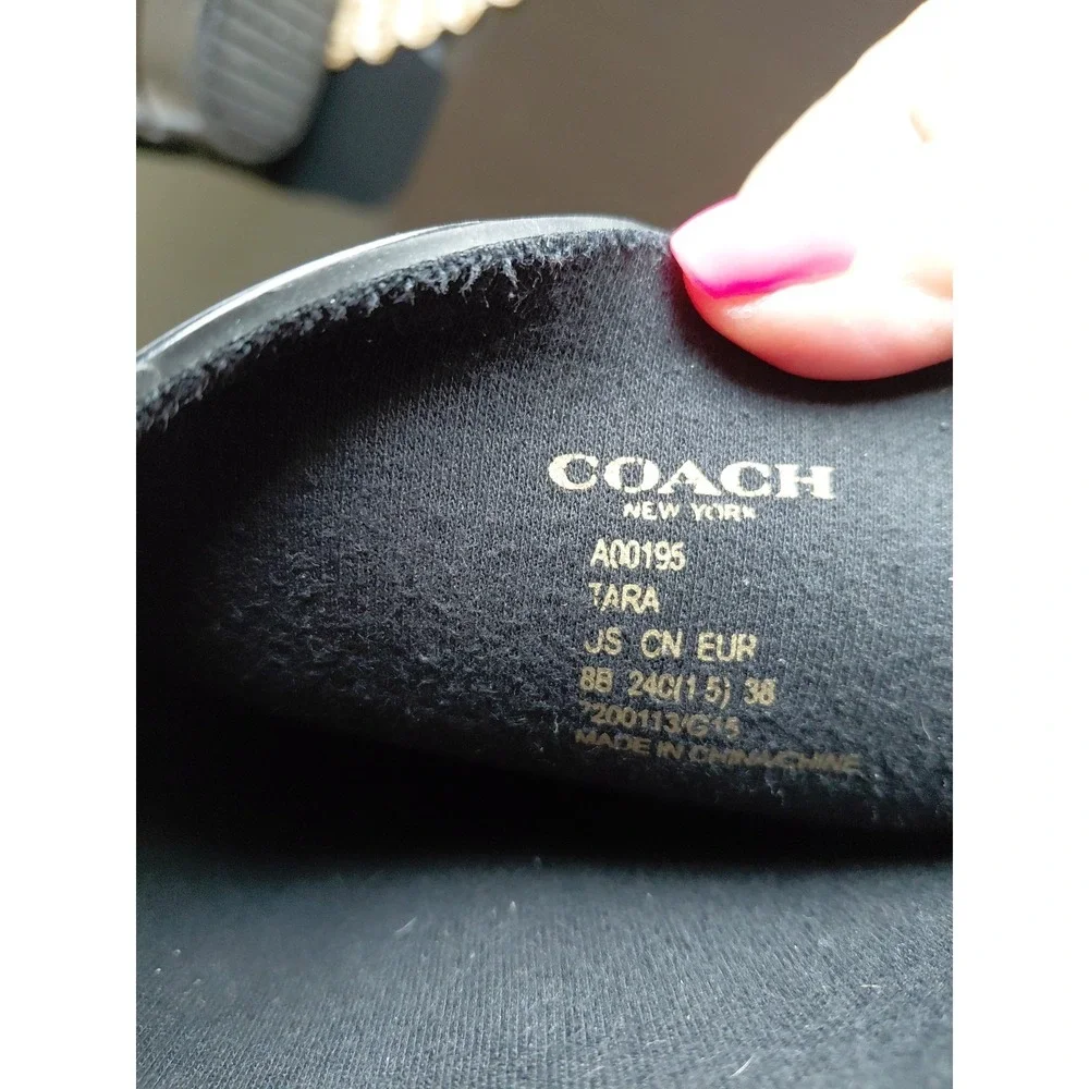 Coach Tara Tall Black Gloss Rubber Rain Boots Size 8 /38